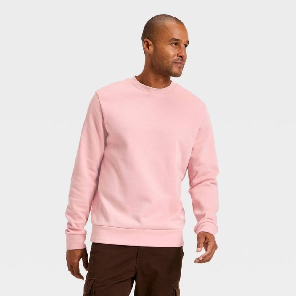 Men's Every Wear Fleece Crewneck Sweatshirt - Goodfellow & Co Pink XXL